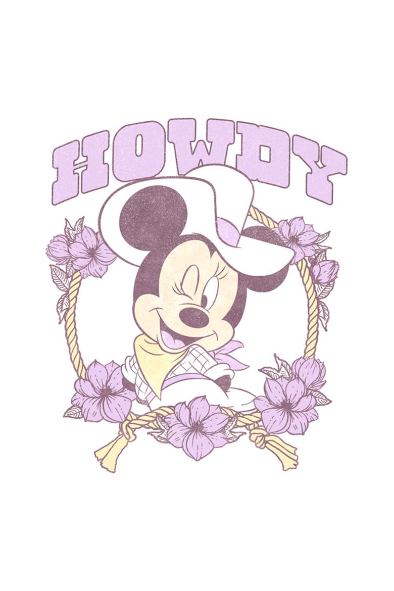 Girl's Minnie Mouse Floral Howdy  Graphic T-Shirt, Alternate, color, White