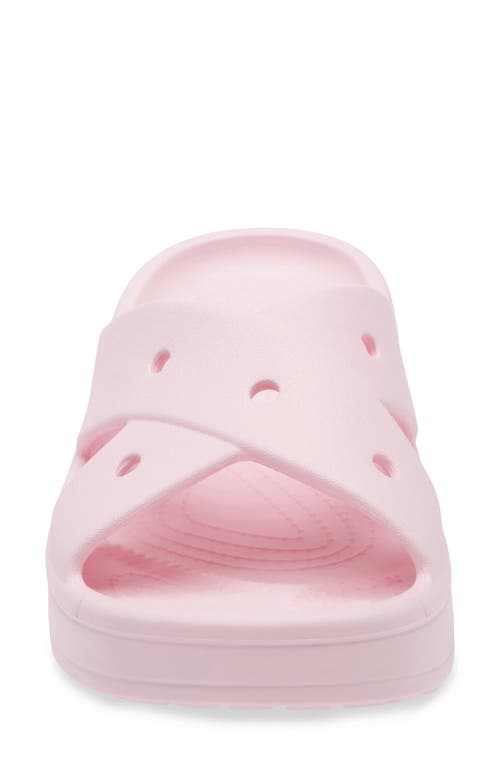 Crocs Cross Strap Slide Sandal In Pink Milk