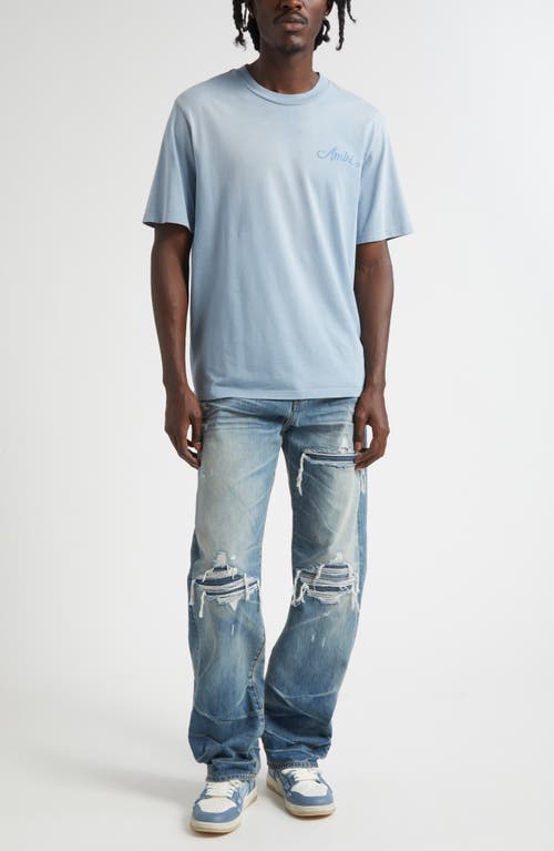 Amiri Bleached Bandana Patch T-shirt In Blue