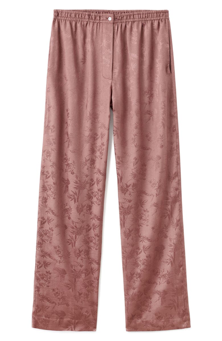 MANGO Jacquard Satin Pajama Pants, Main, color, Brown