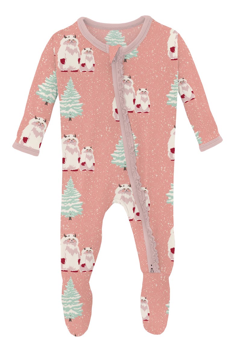 Yeti Print Fitted One-Piece Pajamas, Main, color, BLUSH YETI