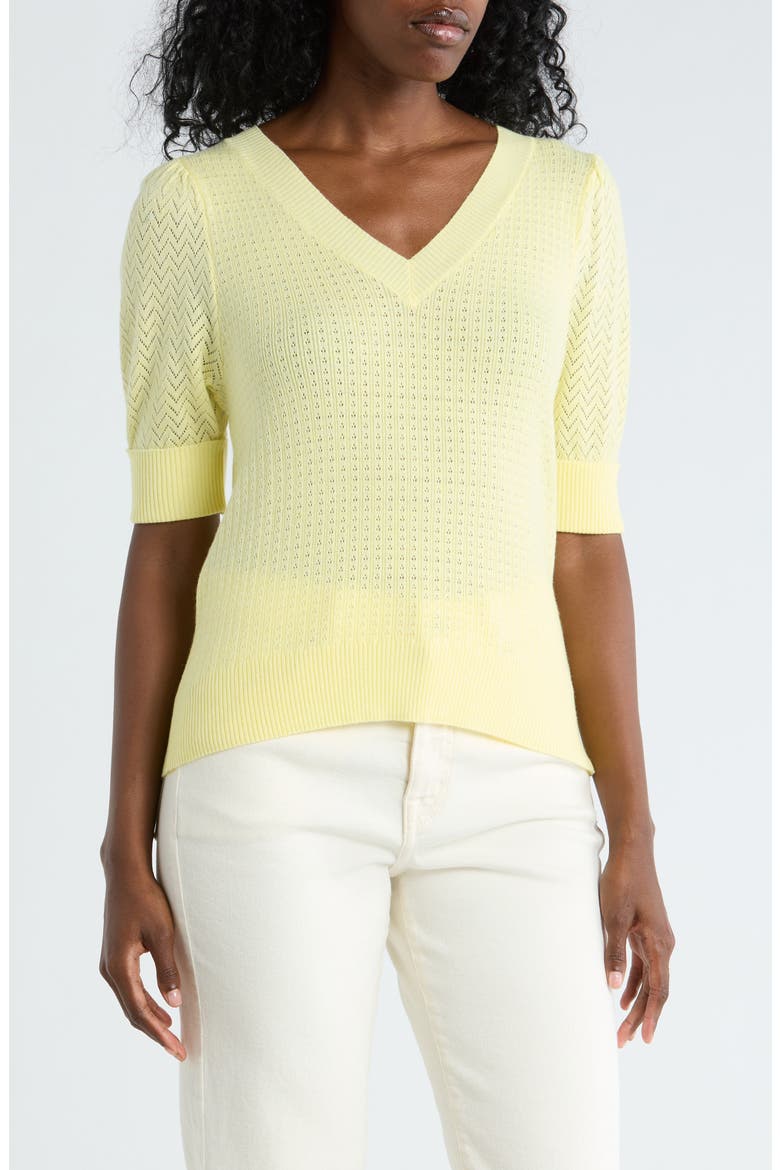 Pointelle Stitch Sweater, Main, color, BUTTER YELLOW