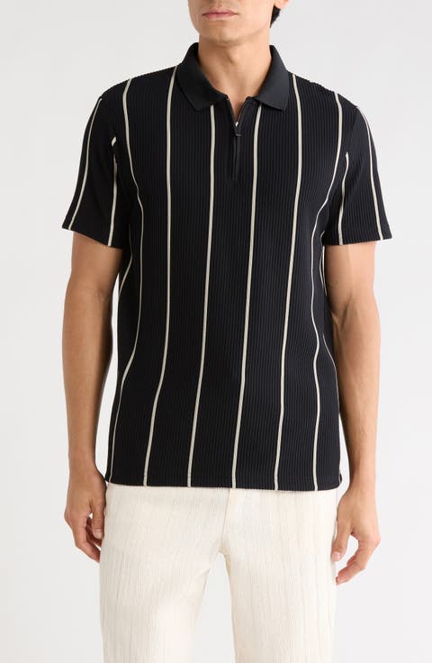 Vertical Stripe Textured Polo