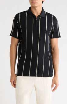 DENIM AND FLOWER Vertical Stripe Textured Polo