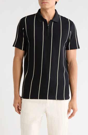 DENIM AND FLOWER Vertical Stripe Textured Polo