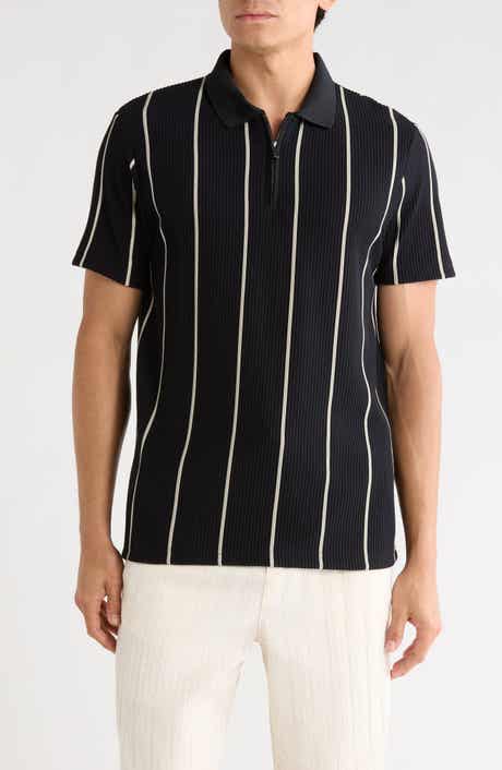 DENIM AND FLOWER Vertical Stripe Textured Polo