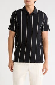 DENIM AND FLOWER Vertical Stripe Textured Polo