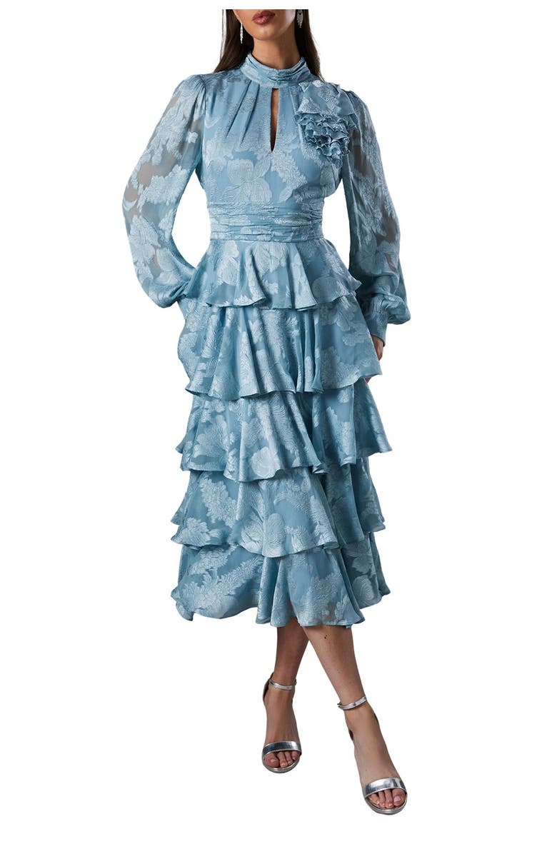 Coast Jacquard Tiered Maxi Dress, Alternate, color, Ice Blue