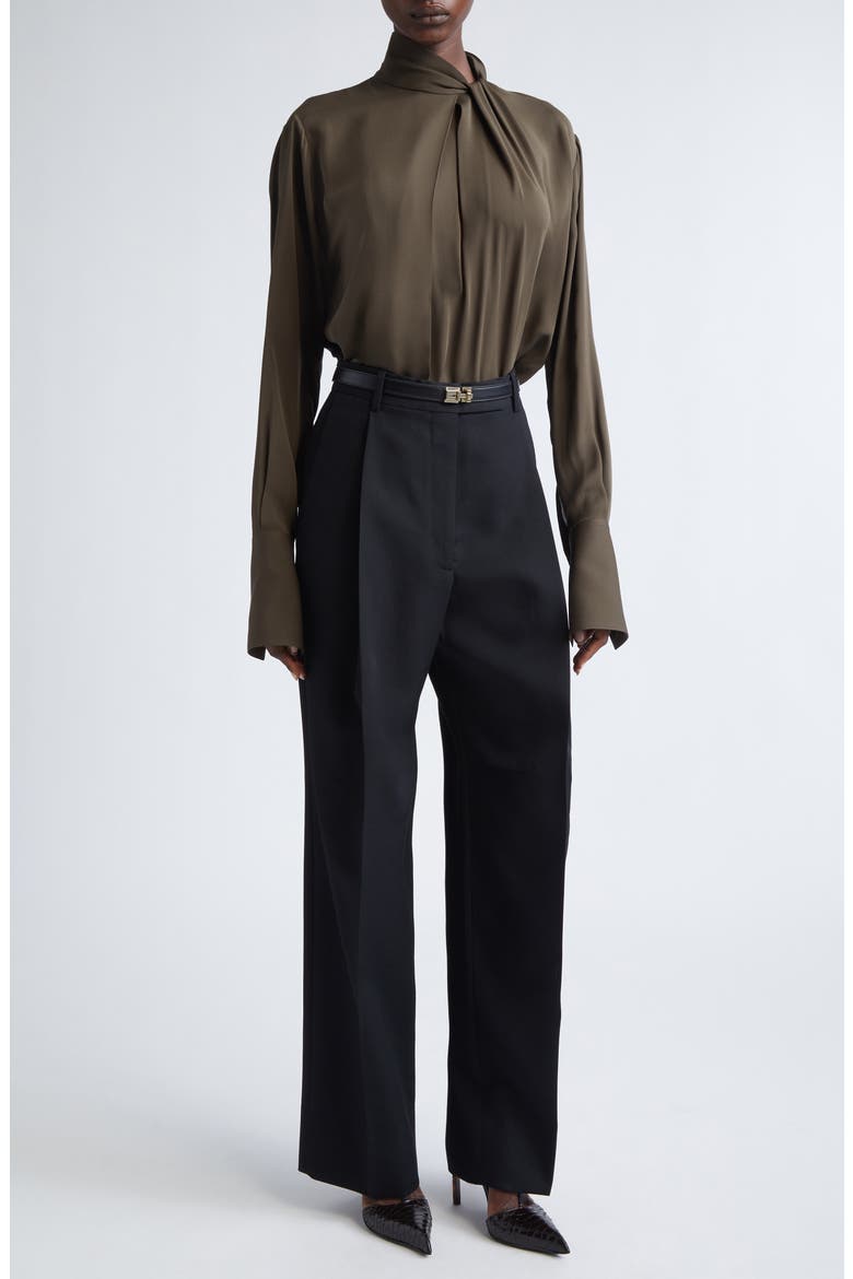 Pleated Wool Pants, Alternate, color, LB999 BLACK
