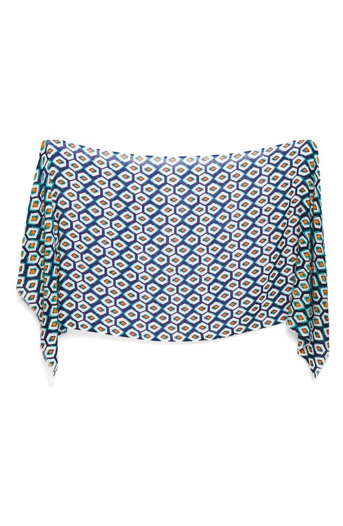 Vismaya Woven Wool Fringe Scarf In Blue