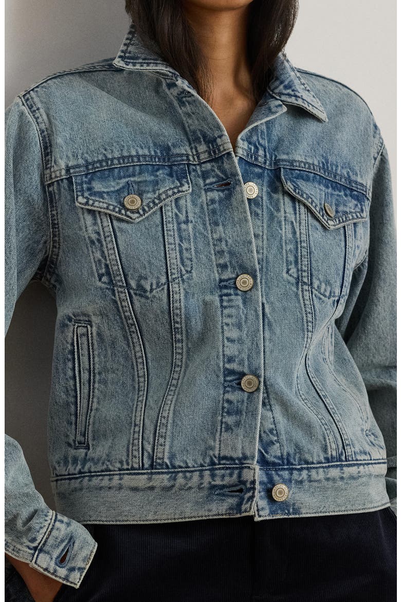 Paizley Rigid Denim Trucker Jacket, Alternate, color, ODWIN WASH BLUE