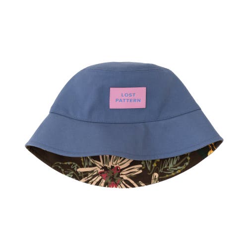 Lost Pattern Nyc "forest" Cotton Reversible Bucket Hat In Blue