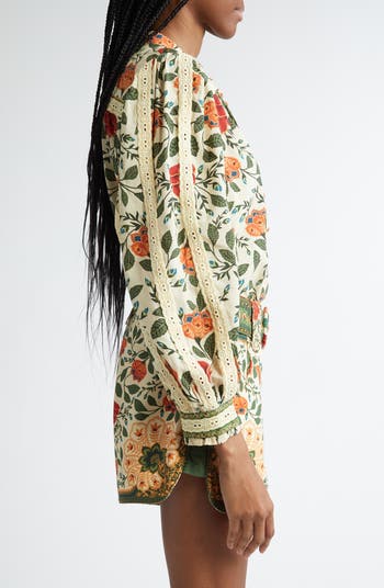 Garden Tapestry Print Popover Shirt