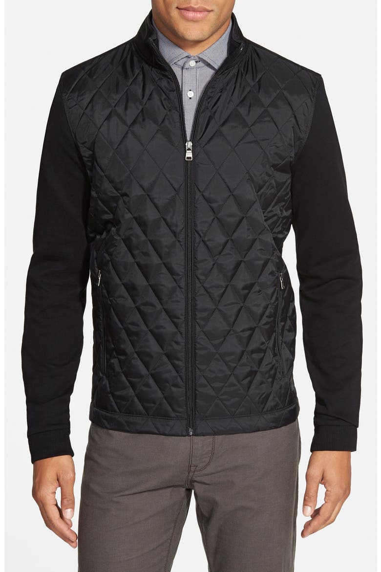 'Pizzoli' Regular Fit Hybrid Sweatshirt, Main, color, BLACK