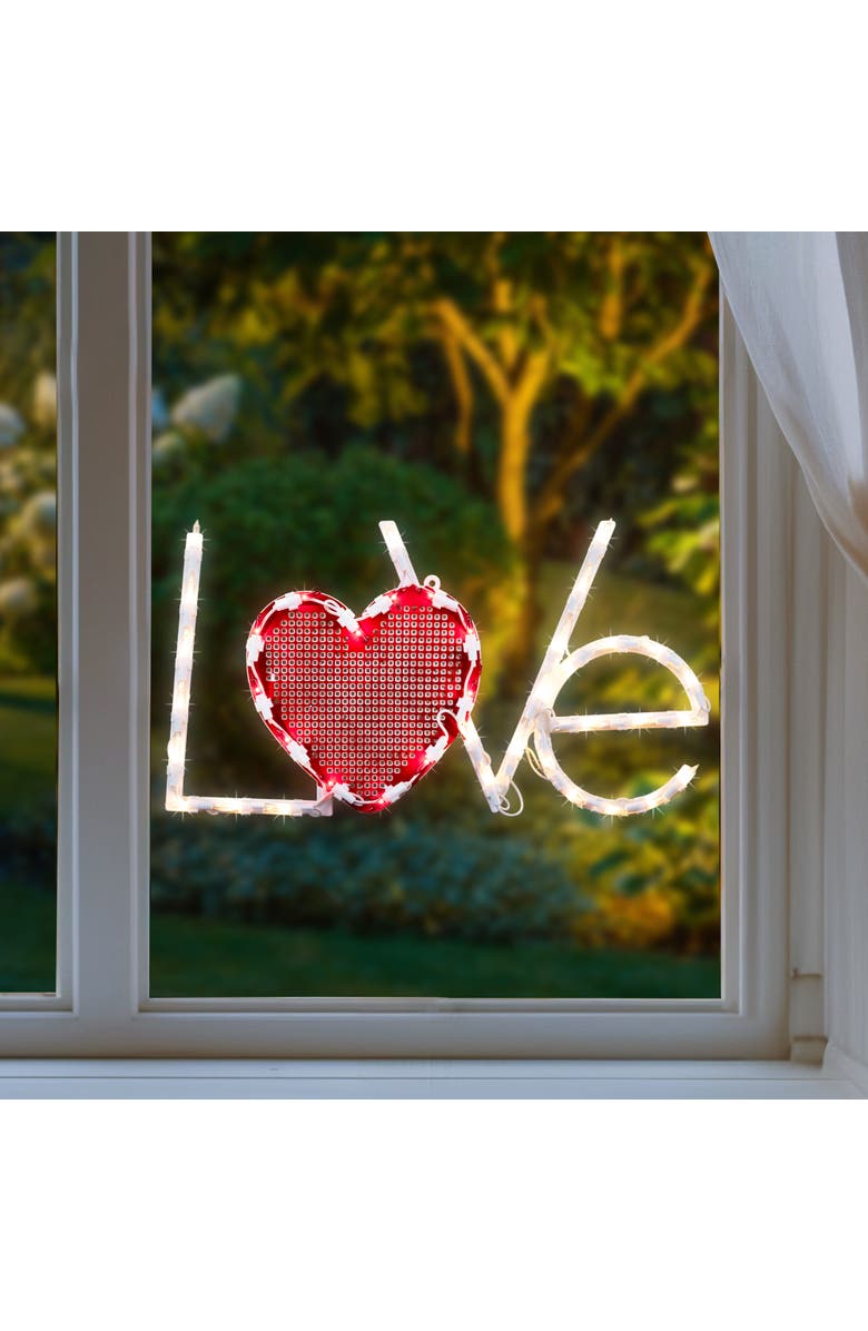 Northlight Lighted "Love" with Heart Valentine's Day Window Silhouette - 17" - White and Red, Alternate, color, 