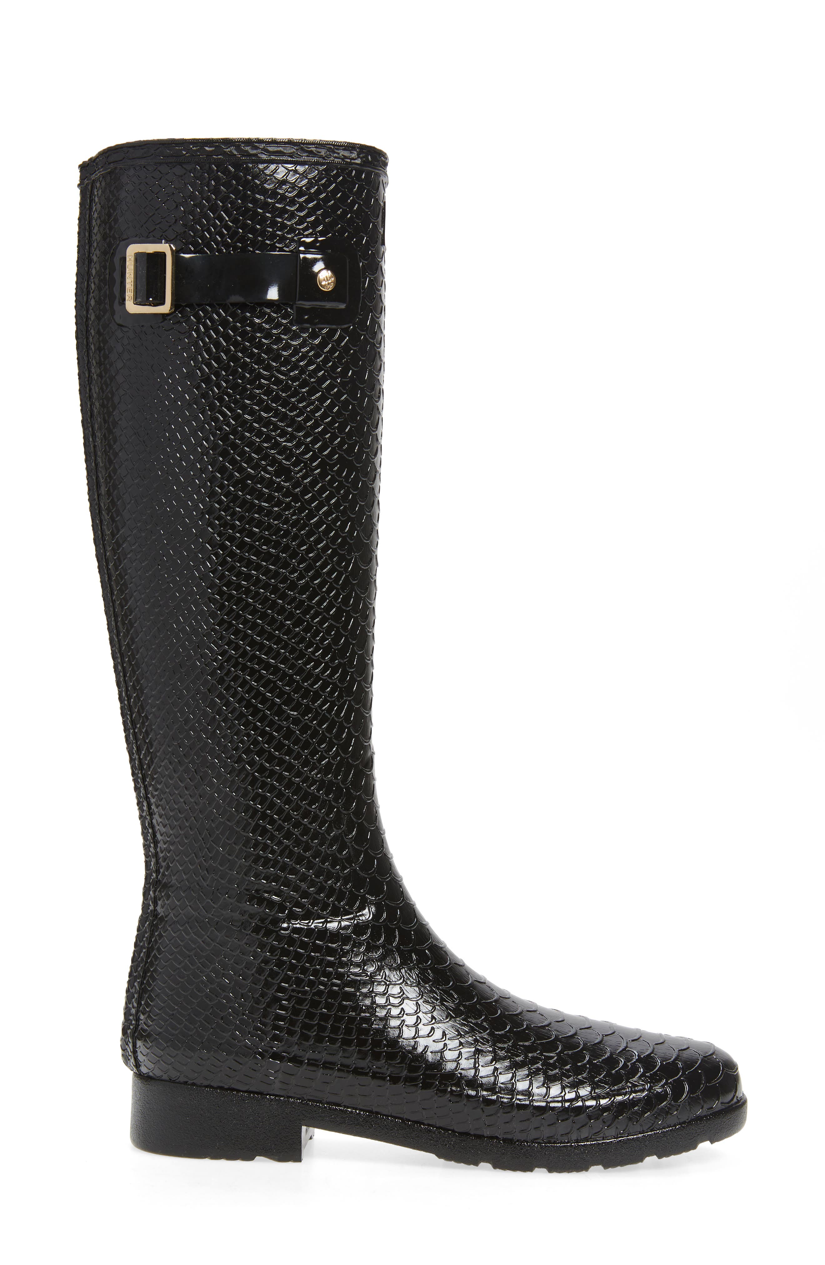 Hunter Original Embossed Refined Tall Waterproof Rain Boot, Alternate, color, 