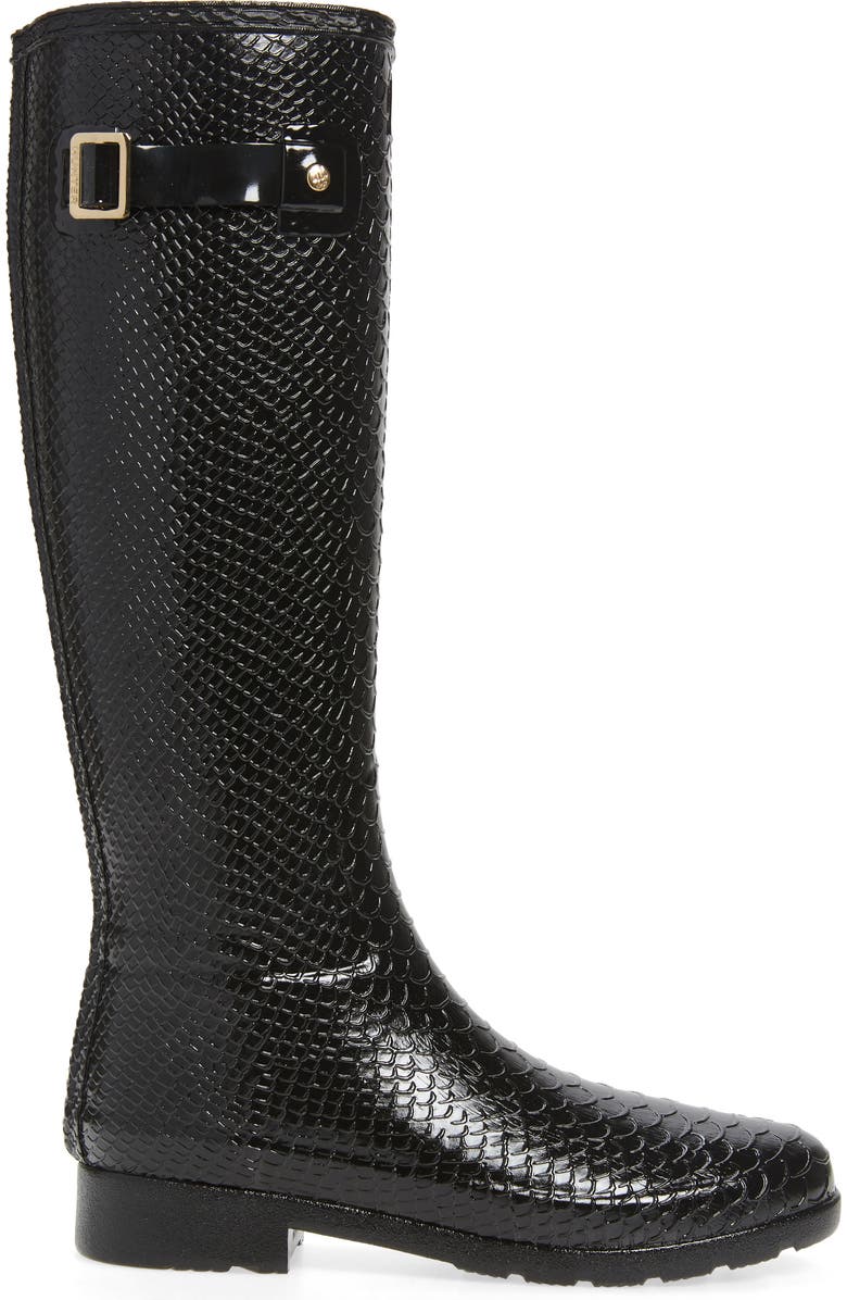 Hunter Original Embossed Refined Tall Waterproof Rain Boot, Alternate, color,