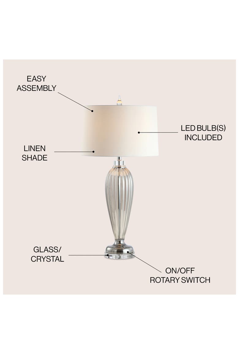 Julian 33.5" Glass/Crystal LED Table Lamp, Smoked Grey, Alternate, color, Smoked Gray