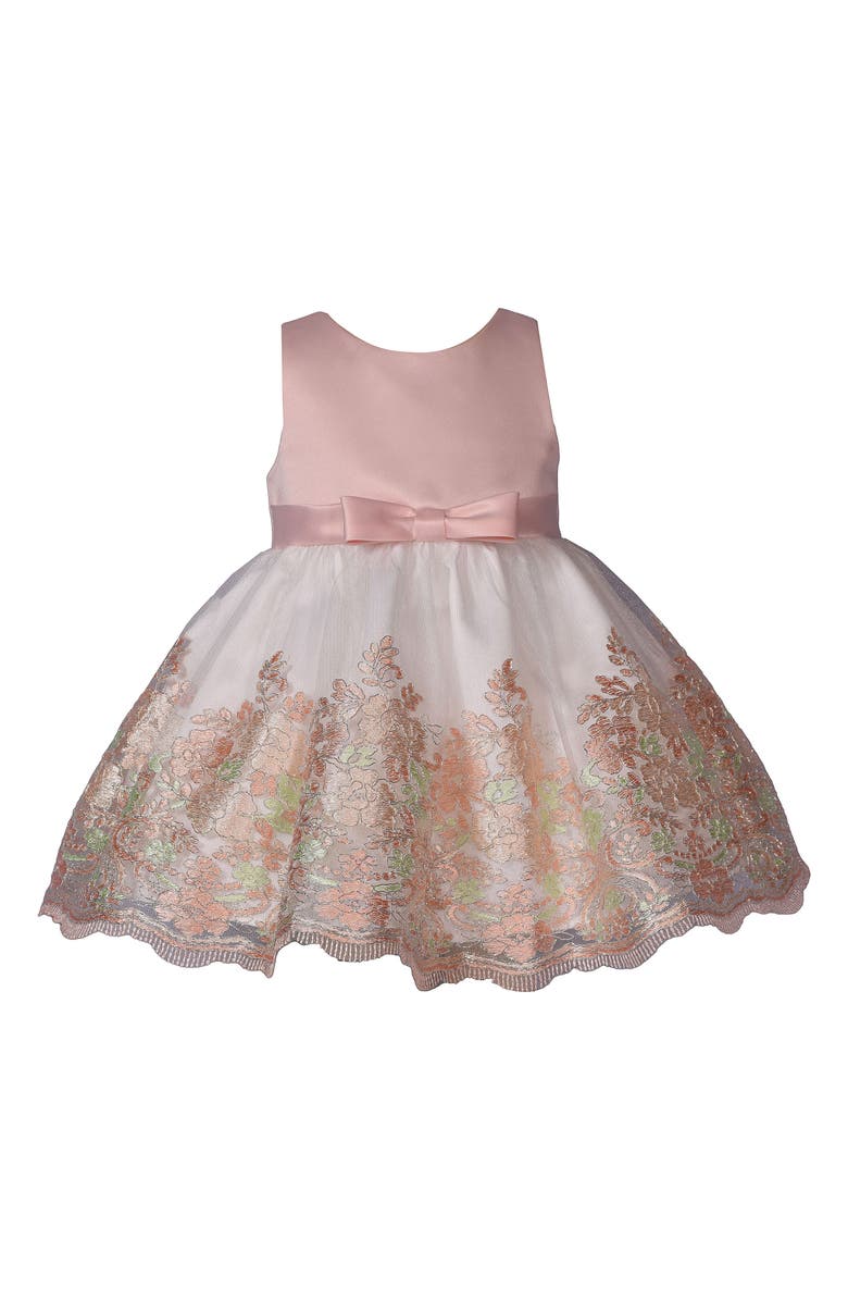 Iris & Ivy Embroidered Satin Party Dress, Main, color, 