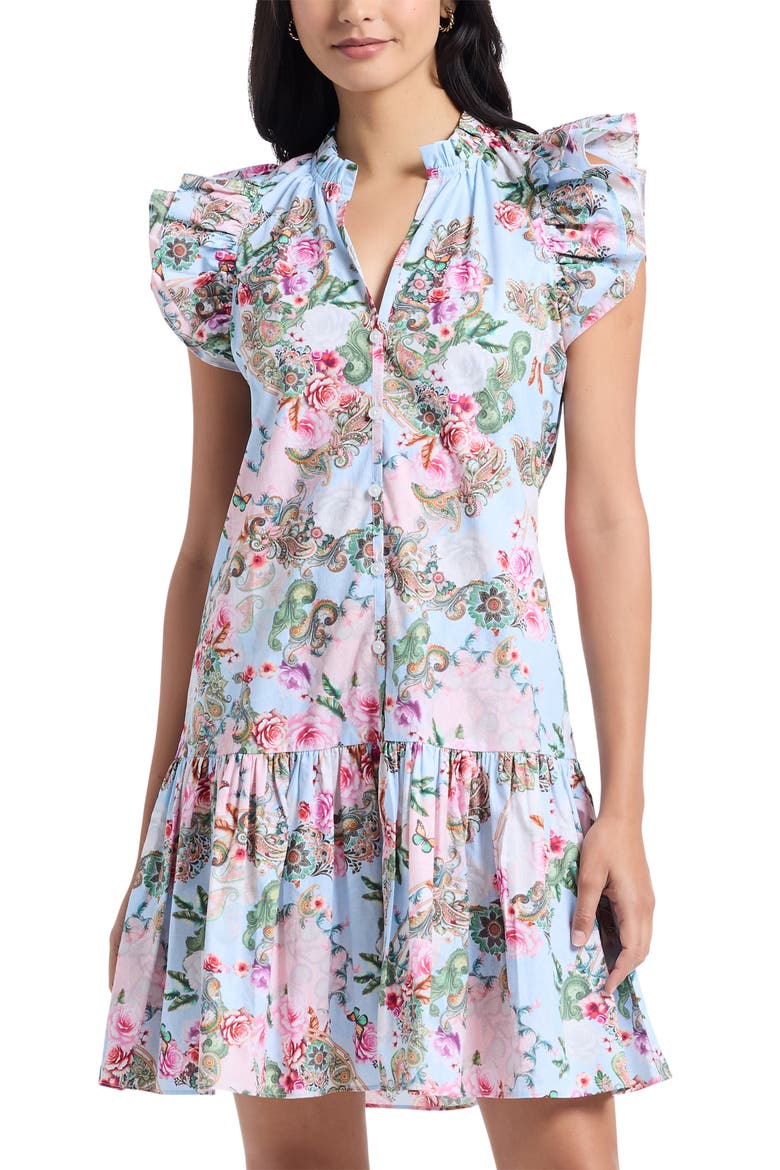 Savannah Floral Paisley Cap Sleeve Shift Dress, Alternate, color, BLUE MULTI