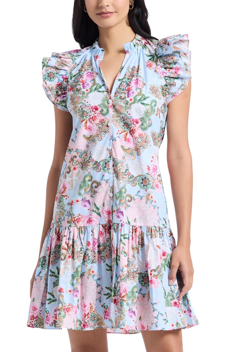 Robert Graham Savannah Floral Paisley Cap Sleeve Shift Dress, Alternate, color, Blue Multi