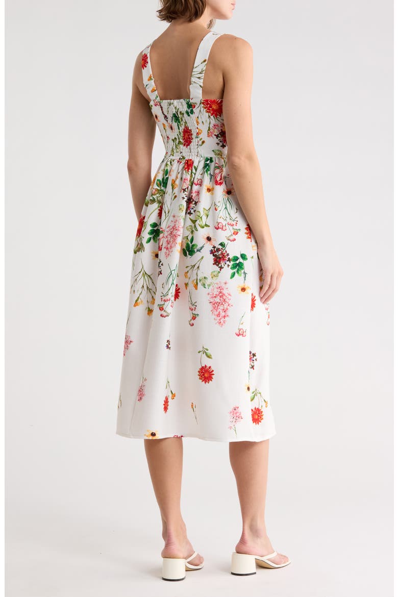 Floral Square Neck Midi Sundress, Alternate, color, IVORY MULT