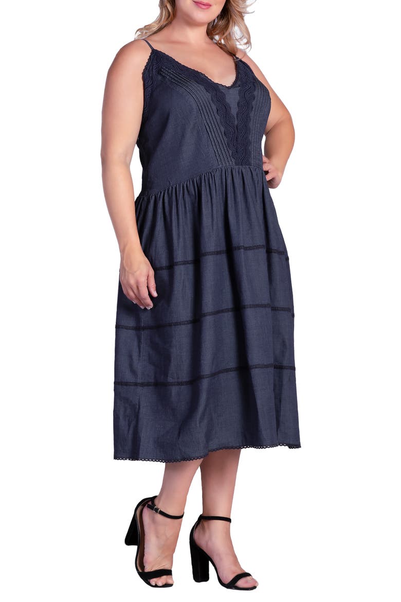 plus size lace fit and flare dress Plus Size Lace Fit-and-Flare Wedding Dress with Spaghetti Straps