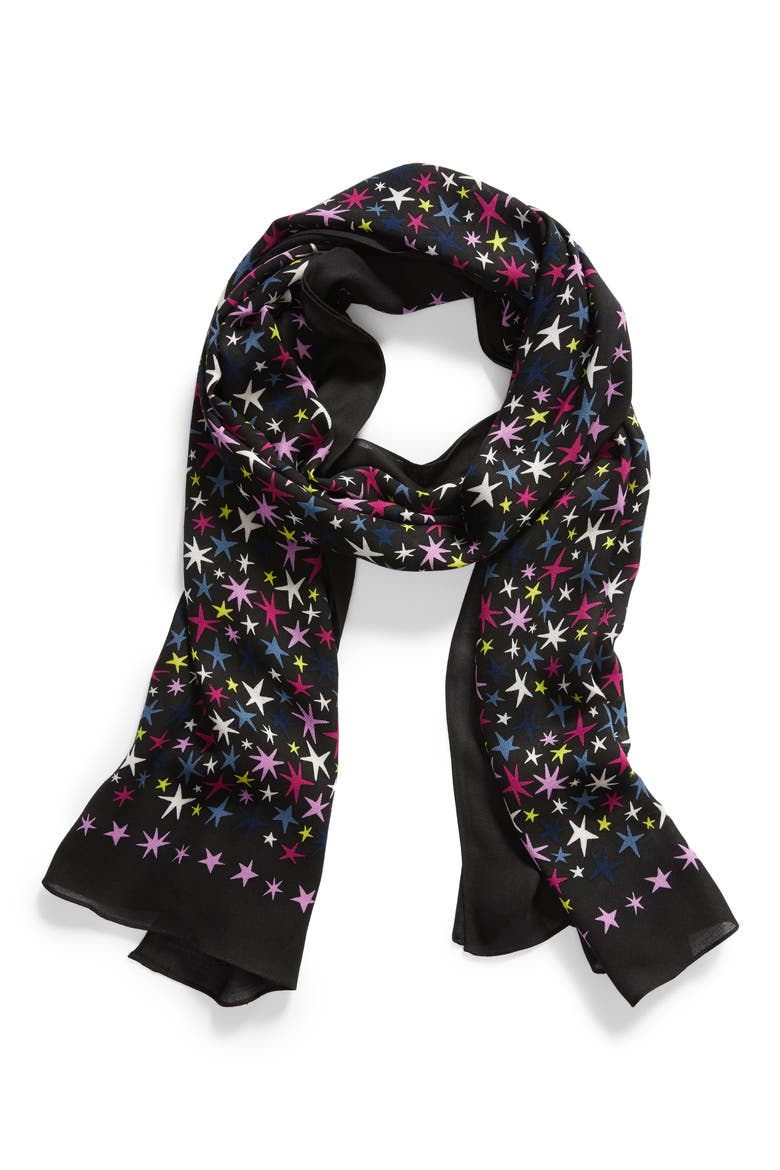 stars scarf, Alternate, color, BLACK