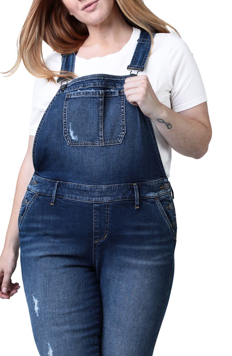 SLINK Jeans Distressed Denim Overalls, Alternate, color, 