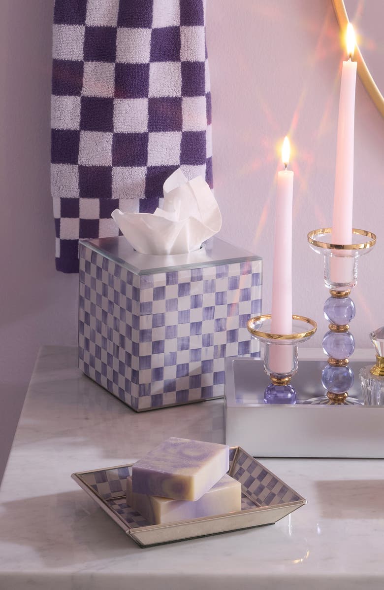 MACKENZIE CHILDS Violet Check Small Glass Tray, Alternate, color, Violet
