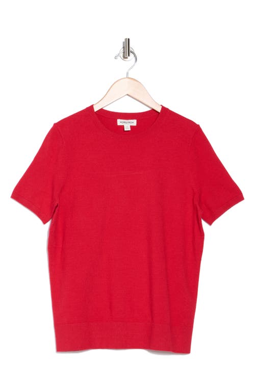 Nordstrom Slim Fit Short Sleeve Sweater In Red Chinoise