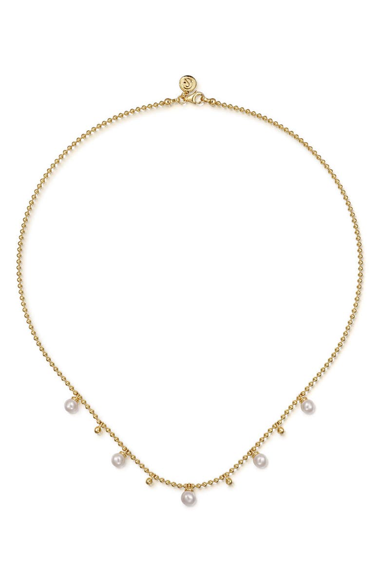Gabriel & Co. Bujukan Freshwater Pearl Charm Beaded Necklace, Alternate, color, Gold