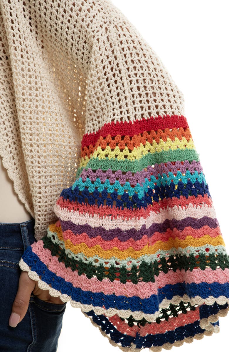 SAACHI Rainbow Sleeve Crochet Cardigan, Alternate, color, 