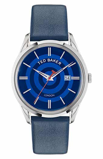 Ted Baker Recycled Stainless Steel Leather Strap Watch