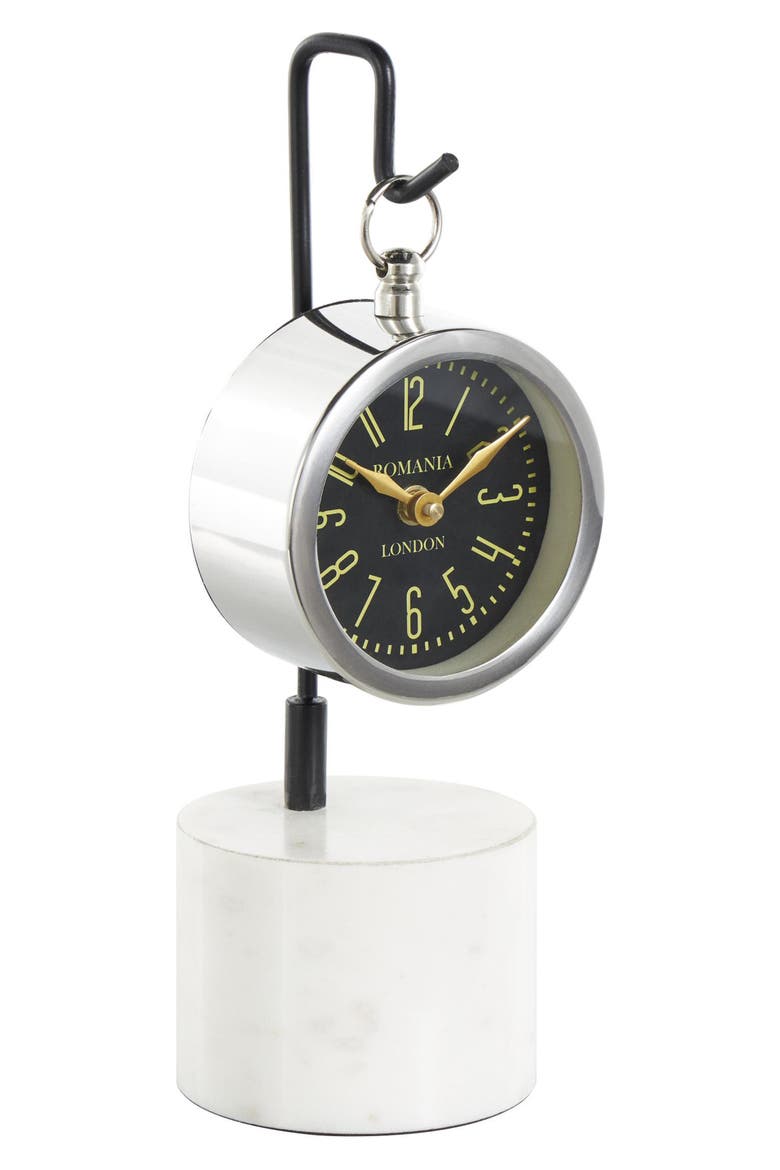Modern Stainless Steel Clock, Alternate, color, SILVER