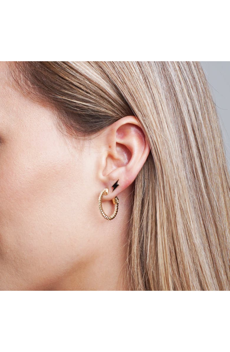 The Lovery Fine Jewelry Lightning Bolt Black Enamel Stud Earrings, Alternate, color, Black Enamel