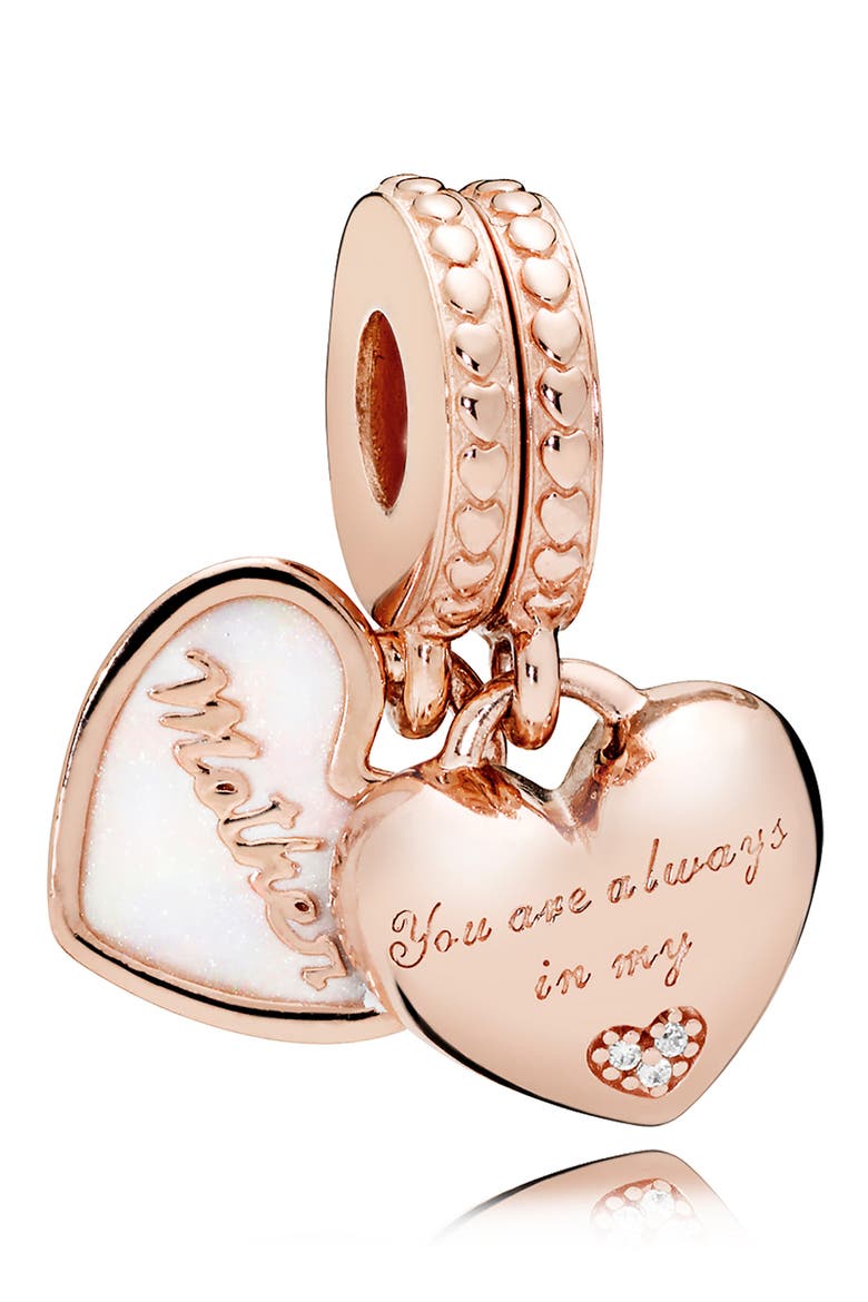 Rose Mother & Daughter Hearts Charm, Main, color, ROSE GOLD