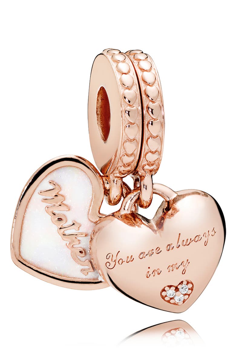 PANDORA Rose Mother & Daughter Hearts Charm, Main, color, 