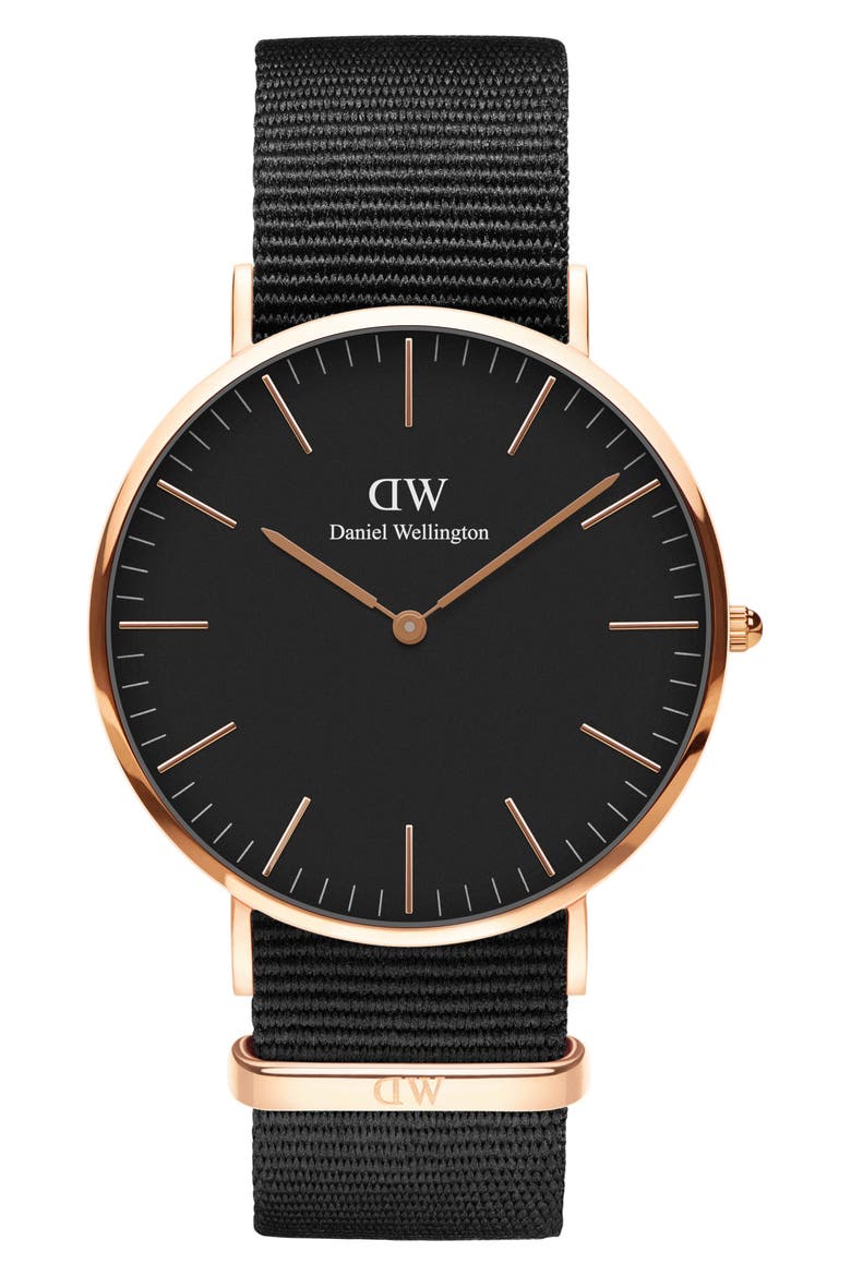 Classic Cornwall NATO Strap Watch, 40mm, Main, color, ROSE GOLD/ BLACK