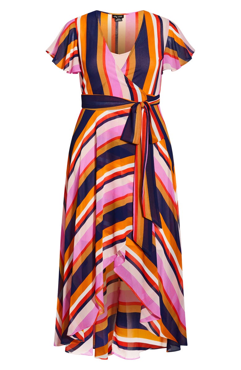 City Chic Gelato Stripe Maxi Wrap Dress, Alternate, color,