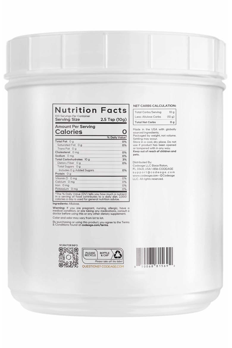 Miracle Sugar Allulose Powder, All-purpose Sweetener, Alternate, color, White