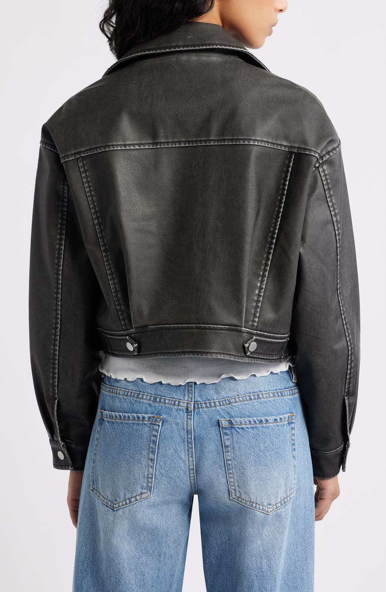 BP. Distressed Faux Leather Jacket, Alternate, color, Black