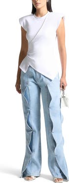 Manière De Voir Wide Shoulder Ruched Waist Top