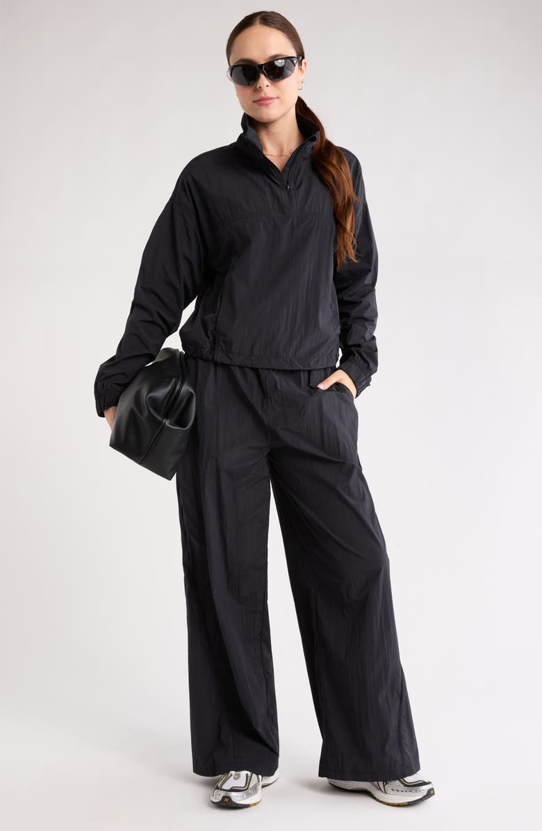 Z by Zella Cadence Wide Leg Track Pants, Alternate, color, Black