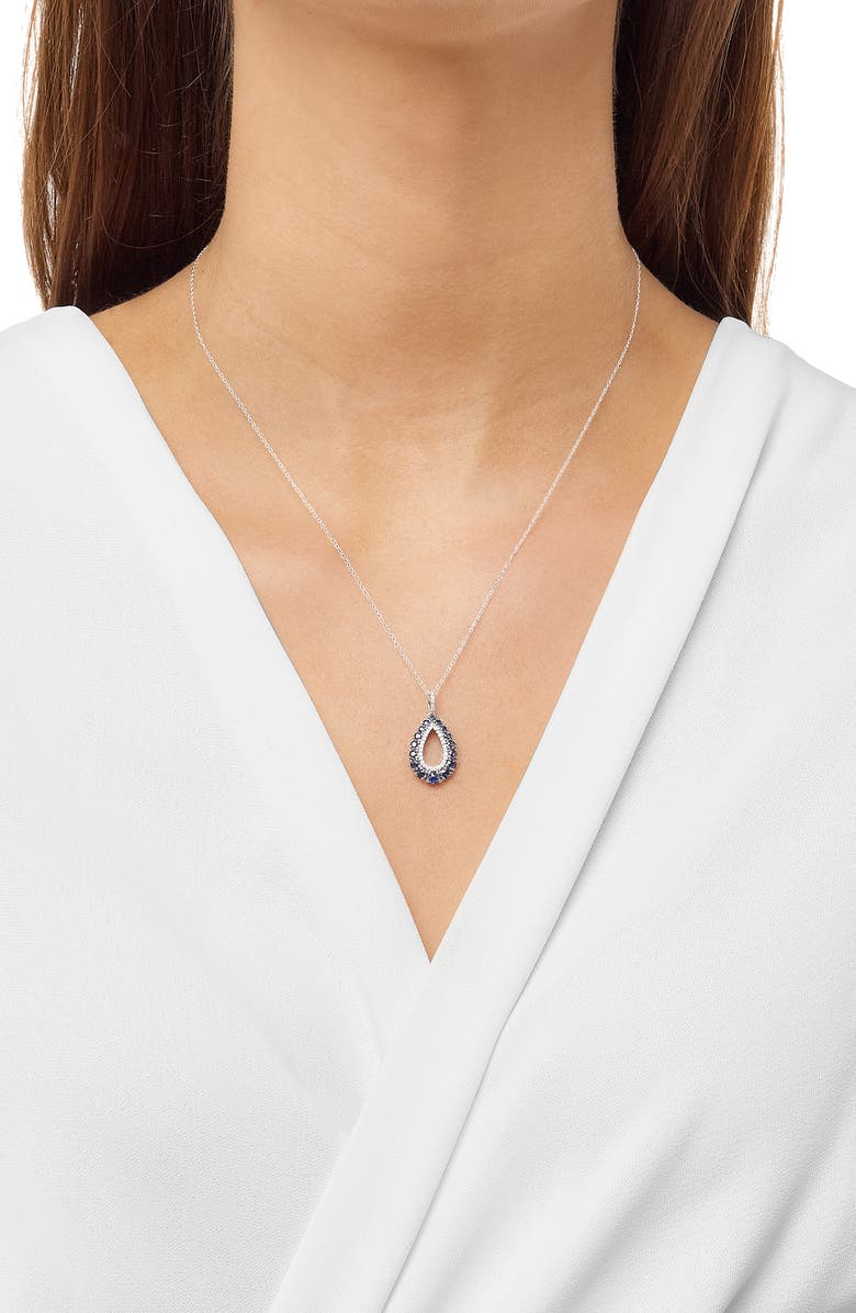 Frankie & Zoe 10K White Gold Diamond & Sapphire Teardrop Pendant Necklace, Alternate, color, White Gold