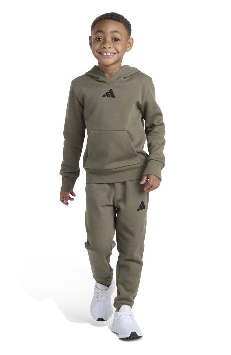 adidas Kids' Fleece Hoodie & Sweatpants Set, Main, color, Olive