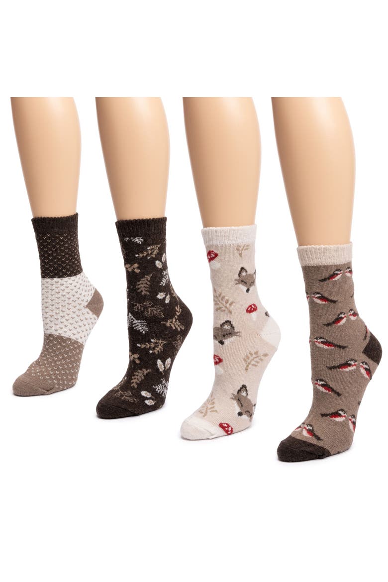 Women's Holiday 4 Pair Pack Socks, Alternate, color, Woodland