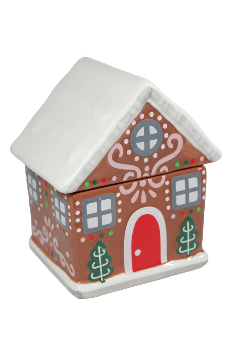 SAND AND FOG Crushed Candy Cane Gingerbread House Candle, Main, color, Brown 2