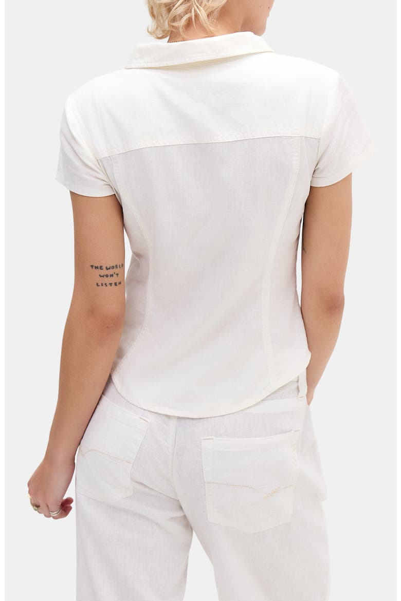 Polly Linen Blend Button-Up Top, Alternate, color, WHITE
