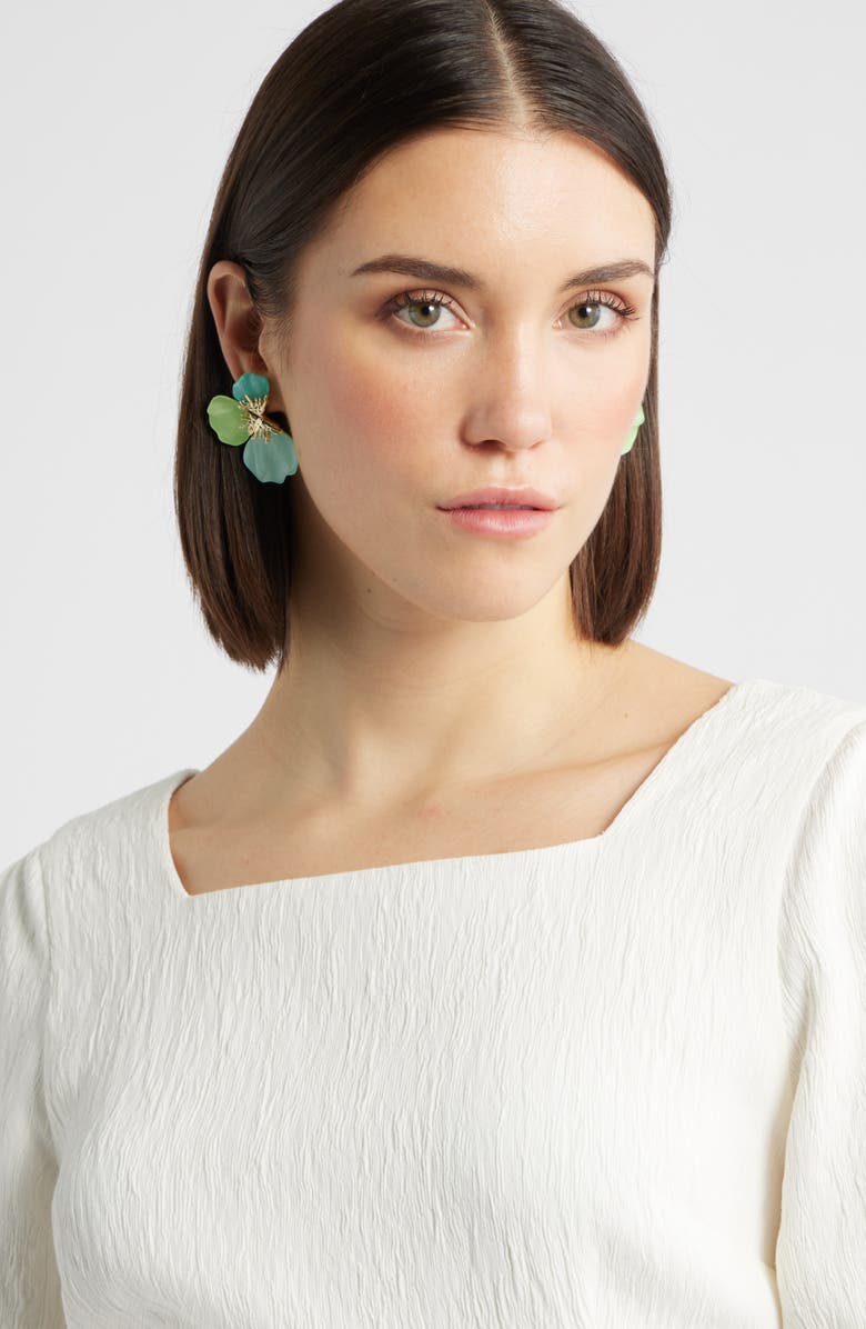 Nordstrom Flower Petal Enamel Earrings, Alternate, color, Blue Multi- Gold